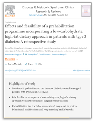 Effects and feasibility of a prehabilitation programme incorporating a low-carbohydrate high-fat dietary approach