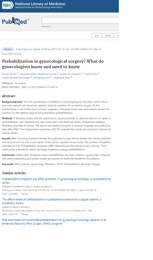 Prehabilitation in gynecological surgery? What do gynecologists know and need to know